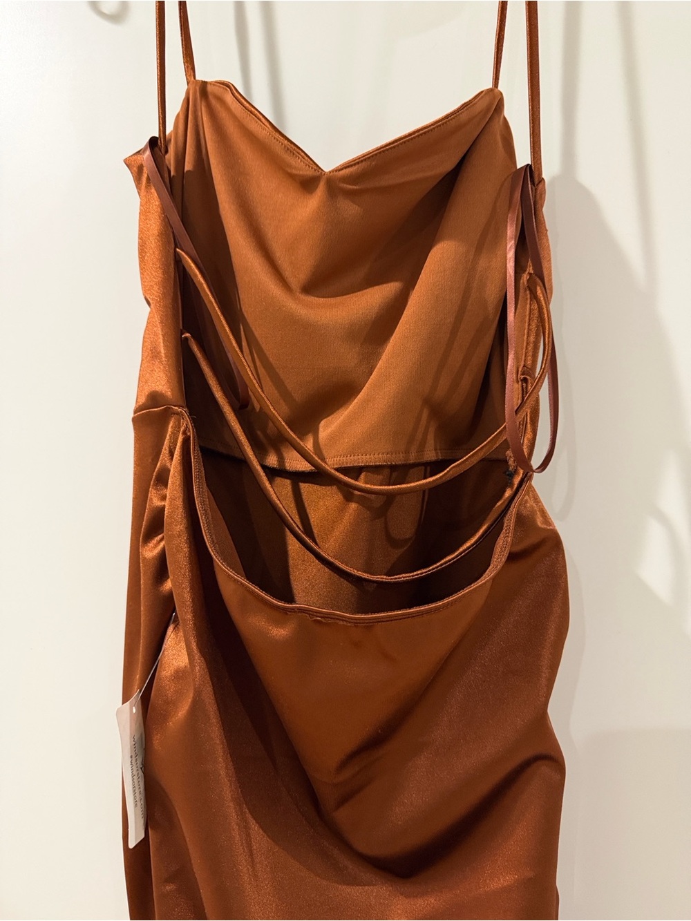 Windsor Satin Cowl-Neck Maxi Dress in Brown - Picture 3 of 4
